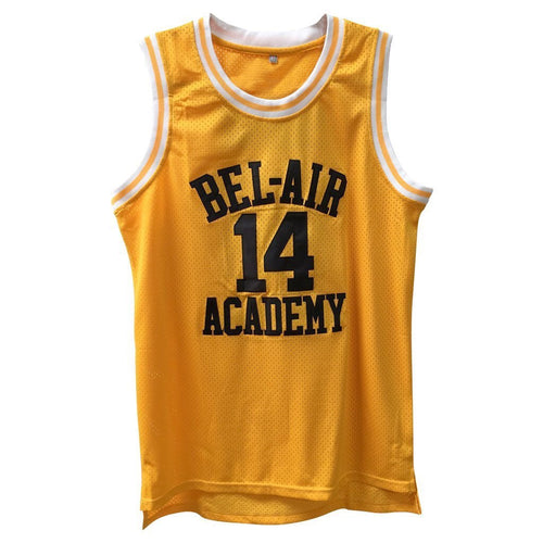 YELLOW BEL-AIR ACADEMY JERSEY #14 BASKETBALL THROWBACK JERSEY