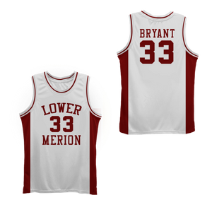 WHITE LOWER MERION KOBE BRYANT HIGHSCHOOL JERSEY #33 BASKETBALL THROWBACK JERSEY