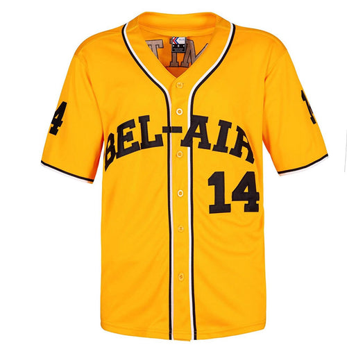 YELLOW BEL-AIR ACADEMY JERSEY #14 BASEBALL THROWBACK JERSEY